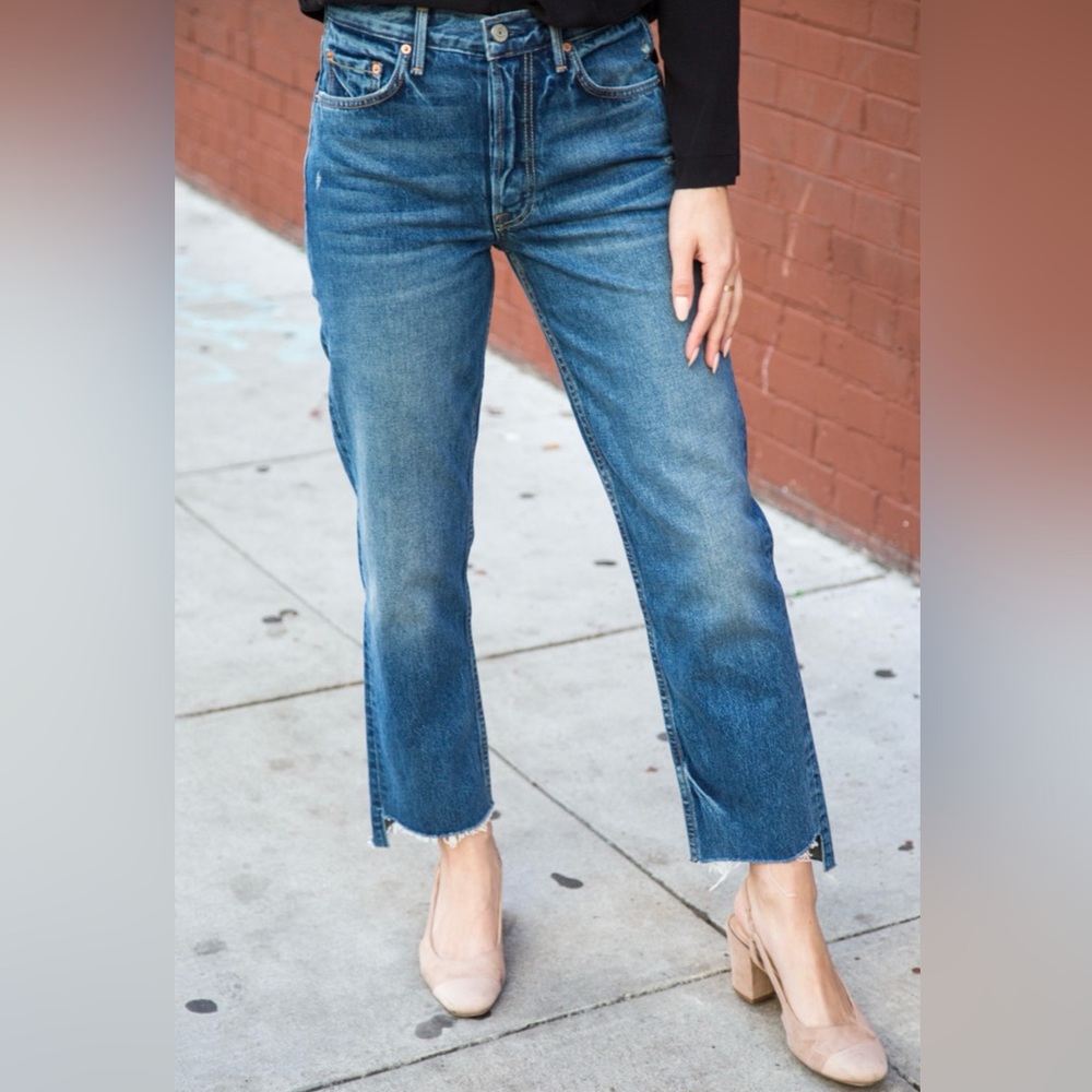 GRLFRND Helena high rise straight leg cropped jeans 24 close to you distressed